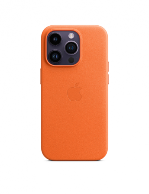 Coque en cuir avec MagSafe pour iPhone 14 Pro - Orange