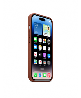 Coque en cuir avec MagSafe pour iPhone 14 Pro - Terre de Sienne