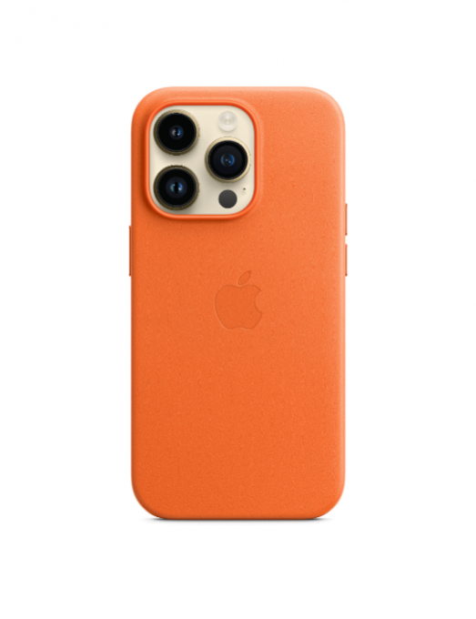 Coque en cuir avec MagSafe pour iPhone 14 Pro - Orange