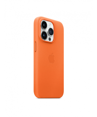 Coque en cuir avec MagSafe pour iPhone 14 Pro - Orange