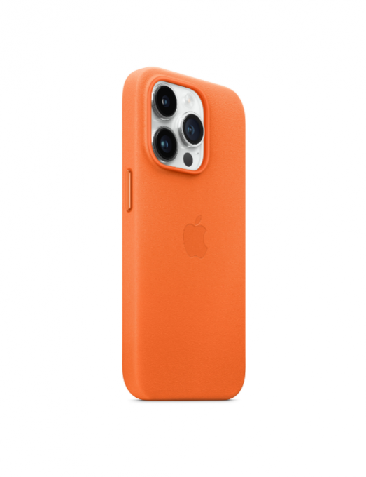 Coque en cuir avec MagSafe pour iPhone 14 Pro - Orange