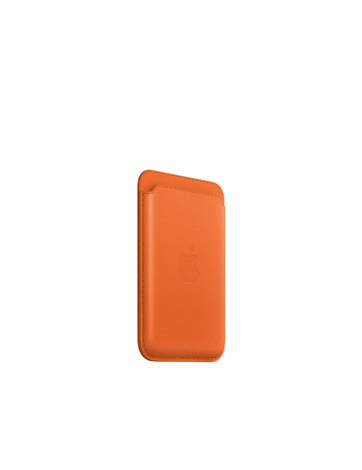 Porte-cartes en cuir avec MagSafe pour iPhone - Orange