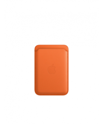 Porte-cartes en cuir avec MagSafe pour iPhone - Orange