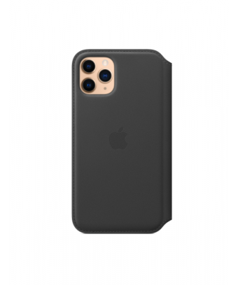 Étui folio en cuir pour iPhone 11 Pro - Noir