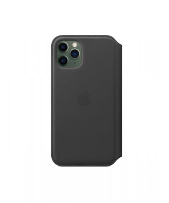 Étui folio en cuir pour iPhone 11 Pro - Noir
