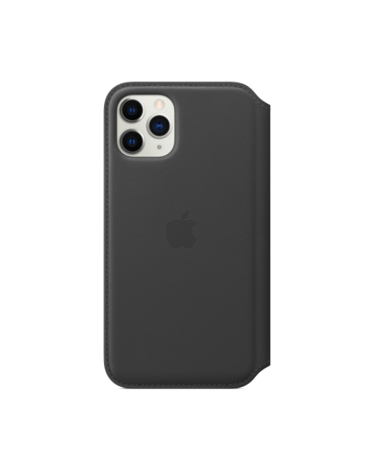 Étui folio en cuir pour iPhone 11 Pro - Noir