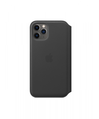 Étui folio en cuir pour iPhone 11 Pro - Noir