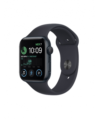 Apple Watch SE (2e génération) GPS 44 mm avec boîtier en aluminium et bracelet sport minuit - M/L