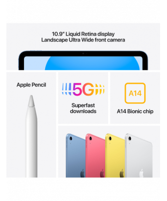 iPad 10.9 pouces 64 Go Wi-Fi plus Cellular Silver features