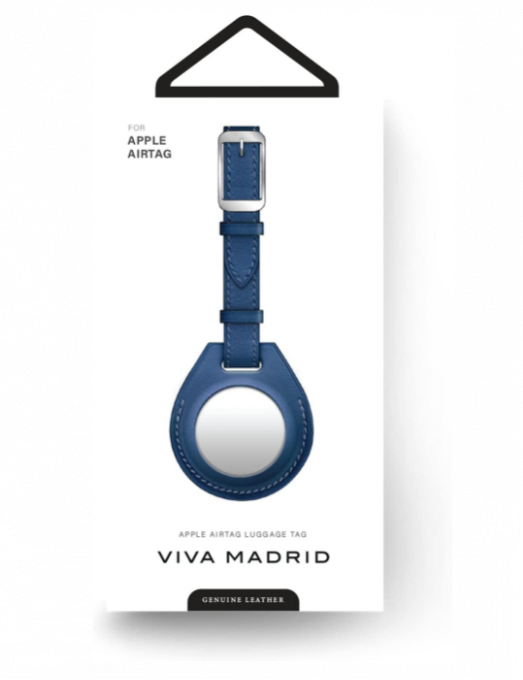 étui pour étiquette de bagage en cuir Viva Madrid Airtrax pour AirTag - Bleu