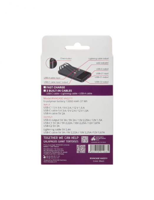 PowerBank Pc Portable RivaCase Black