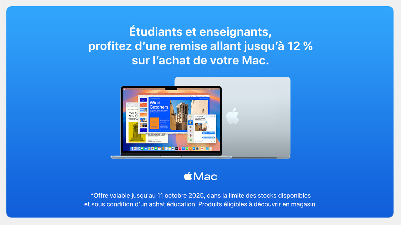 Promo allant jusqu'à 12% pour l'achat d'un Mac chez iStore Tunisie pour étudiant-e-s et enseignant-e-s 